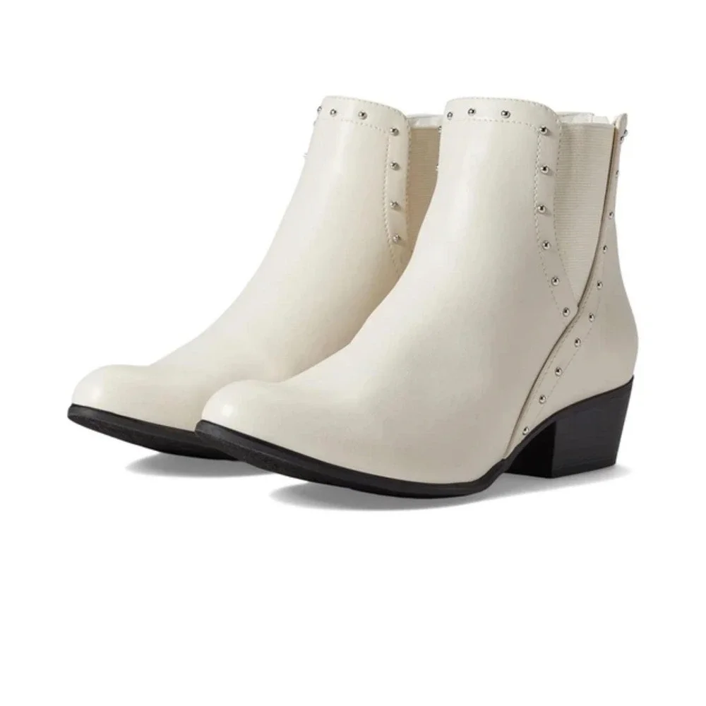 Esprit Ankle Boots Teigan Studded Off-White Western Booties 7.5M
